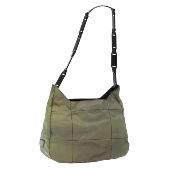 PRADA Shoulder Bag Nylon Green Silver Auth 139451 - Picture 1 of 16
